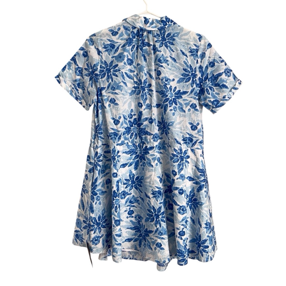 Lulu’s Sunny Charisma Shirt Dress Blue Floral Button Mini Tropical Preppy Medium - Picture 4 of 12